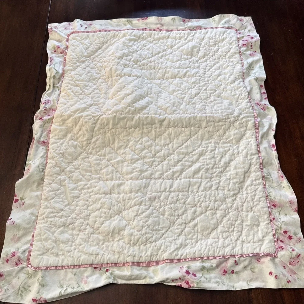 Simply Shabby Chic Pillow Sham Set Pair STANDARD Cherry Blossom Quilt White Pink